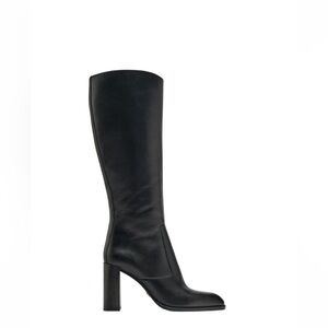 Zara Black Leather heeled boots-NWT